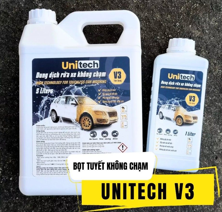 Nước Rửa Xe Bọt Tuyết Không Chạm UNITECH V3 (5 Lít) – Dung Dịch Rửa Xe Chính Hãng, Siêu Sạch