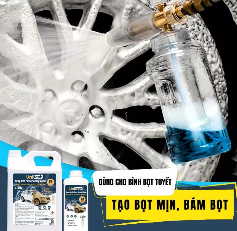 Nước Rửa Xe Bọt Tuyết Không Chạm UNITECH V3 (5 Lít) – Dung Dịch Rửa Xe Chính Hãng, Siêu Sạch