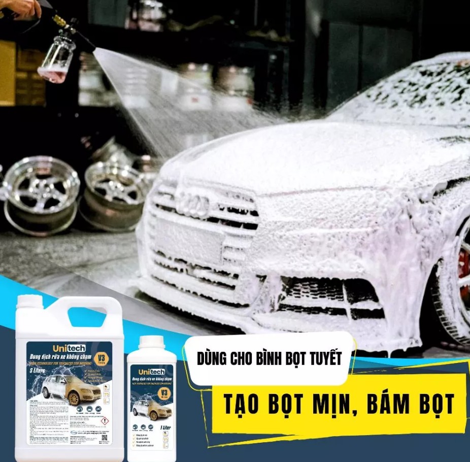 Nước Rửa Xe Bọt Tuyết Không Chạm UNITECH V3 (5 Lít) – Dung Dịch Rửa Xe Chính Hãng, Siêu Sạch