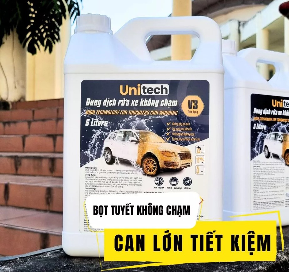 Nước Rửa Xe Bọt Tuyết Không Chạm UNITECH V3 (5 Lít) – Dung Dịch Rửa Xe Chính Hãng, Siêu Sạch