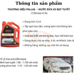 Nước Rửa Xe Bọt Tuyết Pallas Siêu Bóng Sơn 60 – 6L - Tạo Bọt Dày, Làm Sạch Nhanh, Bảo Vệ Bề Mặt Sơn