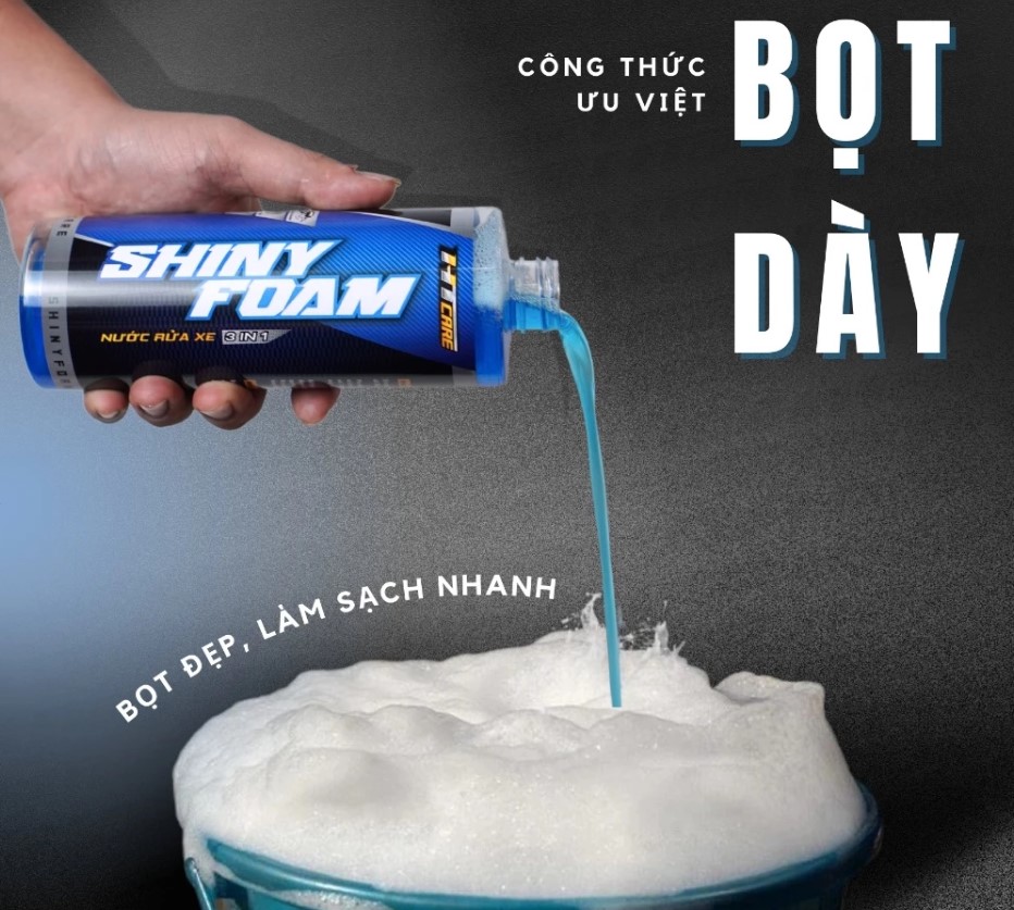 Nước Rửa Xe Bọt Tuyết SHINY FOAM 500ml – Làm Sạch Nhanh, Sáng Bóng, An Toàn Cho Sơn Xe Máy & Ô Tô