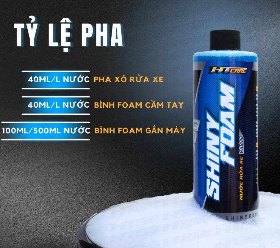 Nước Rửa Xe Bọt Tuyết SHINY FOAM 500ml – Làm Sạch Nhanh, Sáng Bóng, An Toàn Cho Sơn Xe Máy & Ô Tô