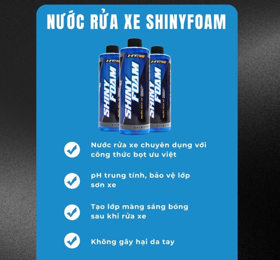 Nước Rửa Xe Bọt Tuyết SHINY FOAM 500ml – Làm Sạch Nhanh, Sáng Bóng, An Toàn Cho Sơn Xe Máy & Ô Tô
