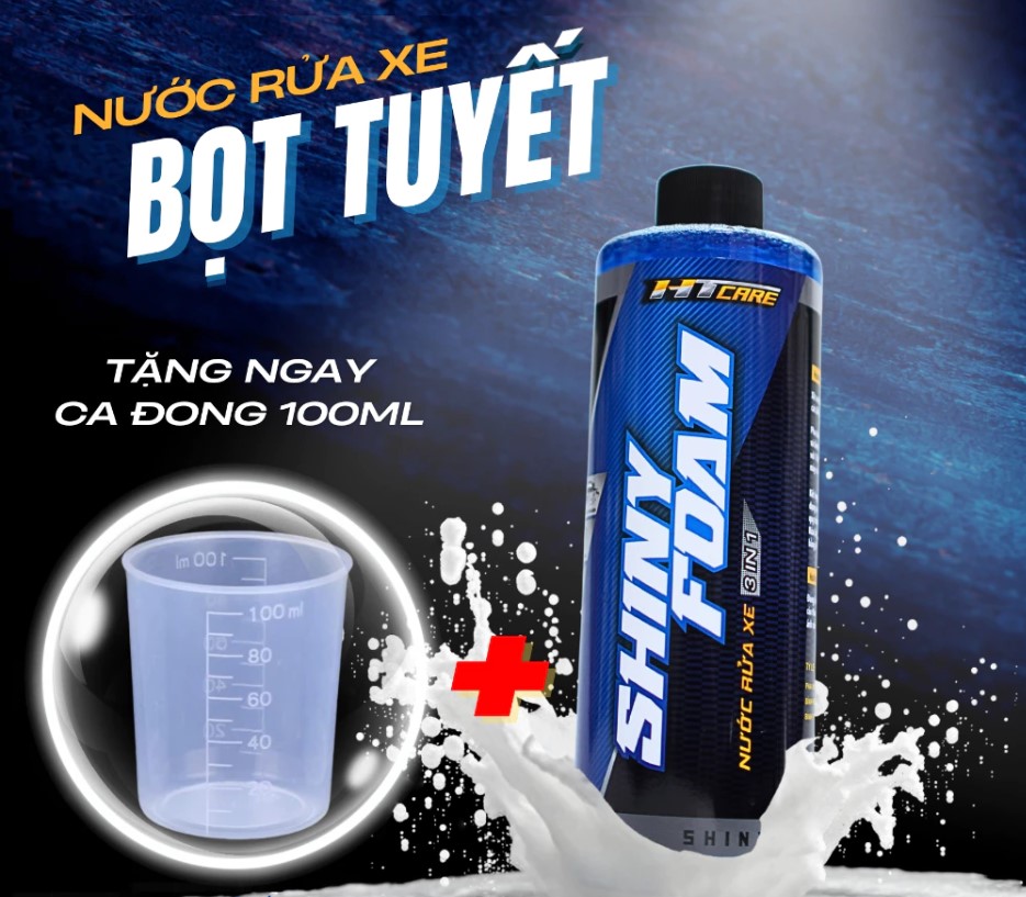 Nước Rửa Xe Bọt Tuyết SHINY FOAM 500ml – Làm Sạch Nhanh, Sáng Bóng, An Toàn Cho Sơn Xe Máy & Ô Tô
