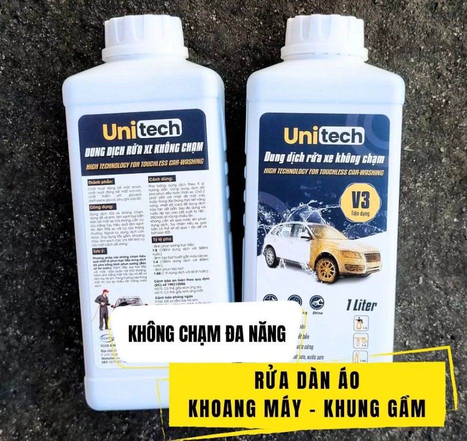 Nước Rửa Xe Không Chạm UNITECH V3 (1 Lít) – Rửa Xe Bọt Tuyết, Sạch Sâu, Nhanh Chóng