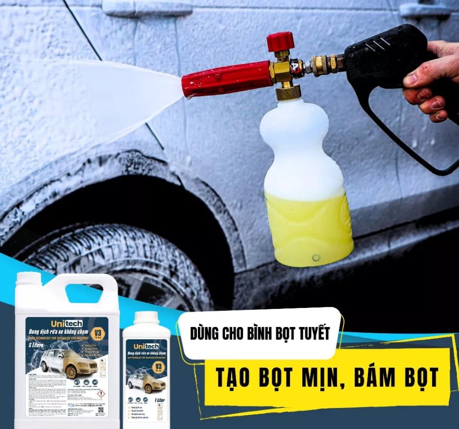 Nước Rửa Xe Không Chạm UNITECH V3 (1 Lít) – Rửa Xe Bọt Tuyết, Sạch Sâu, Nhanh Chóng