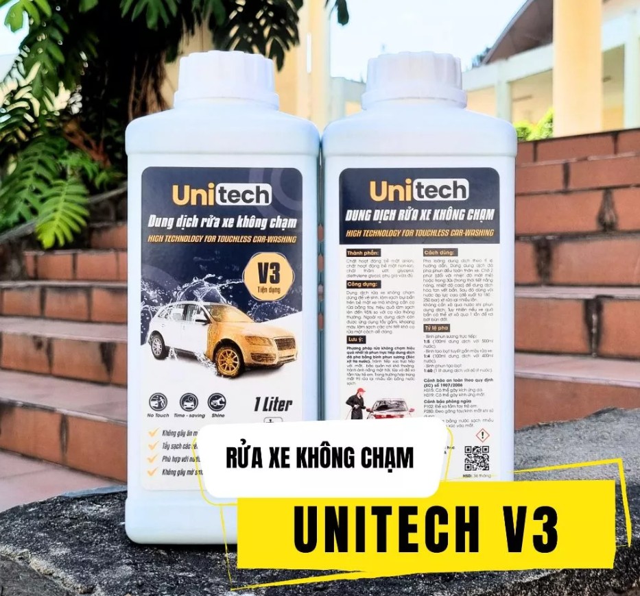 Nước Rửa Xe Không Chạm UNITECH V3 (1 Lít) – Rửa Xe Bọt Tuyết, Sạch Sâu, Nhanh Chóng