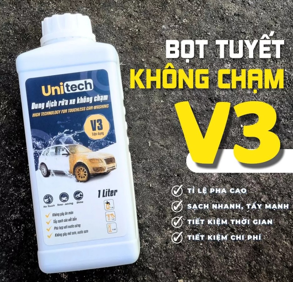 Nước Rửa Xe Không Chạm UNITECH V3 (1 Lít) – Rửa Xe Bọt Tuyết, Sạch Sâu, Nhanh Chóng