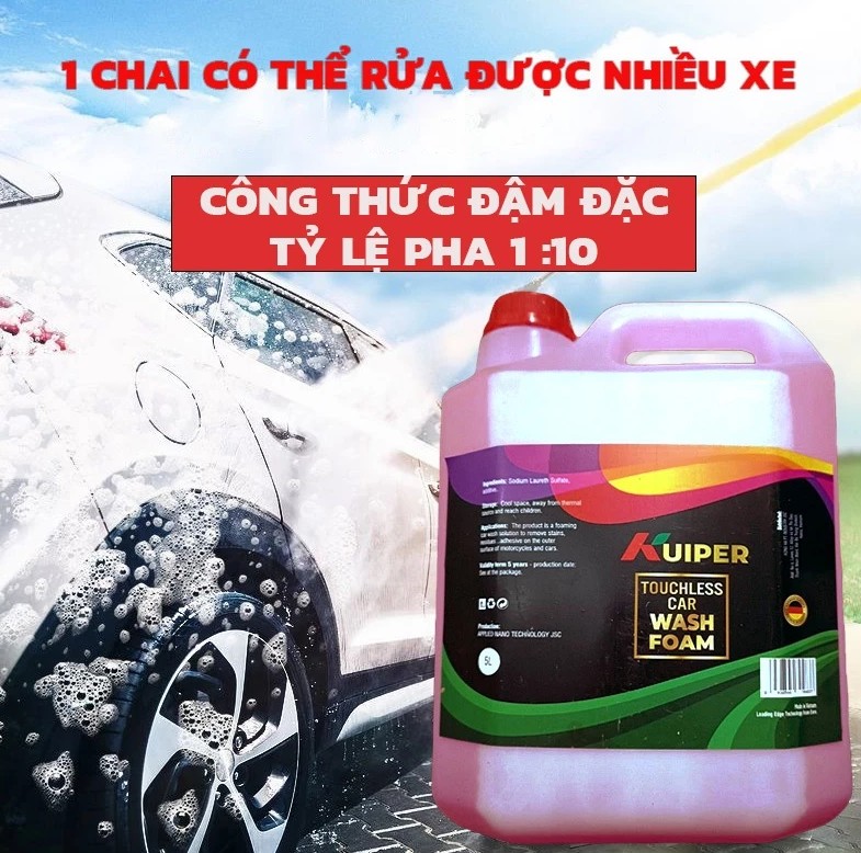 Nước Rửa Xe ô tô, Xe áy Không Chạm Kuiper Touchless Car Wash Foam 5L – Bọt Tuyết Đậm Đặc, Không Gây Xước Sơn