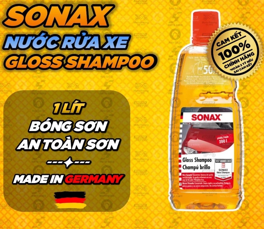 Nước rửa xe SONAX Gloss Shampoo 1 lít, Làm sạch nhanh, bóng đẹp như mới