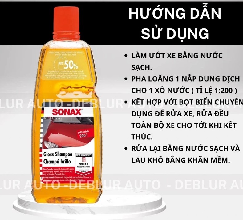 Nước Rửa Xe Sonax Gloss Shampoo 314300 – Chai 1L Xà Bông Rửa Ô Tô, Xe Máy Nhập Khẩu Từ Đức