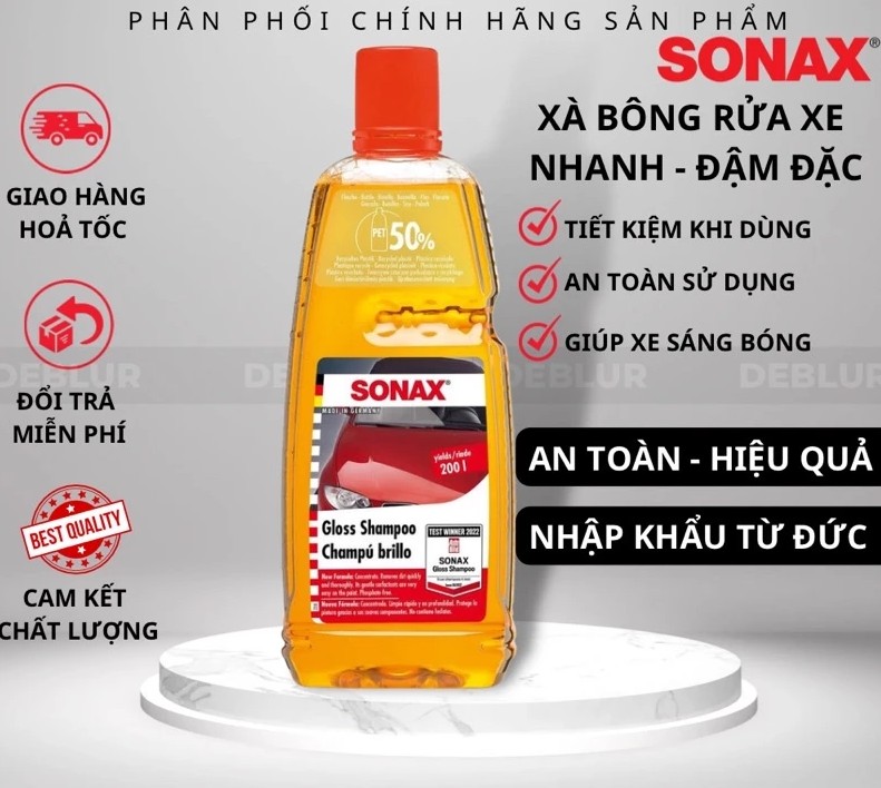 Nước Rửa Xe Sonax Gloss Shampoo 314300 – Chai 1L Xà Bông Rửa Ô Tô, Xe Máy Nhập Khẩu Từ Đức