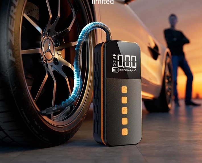 OOKAS Máy Bơm Hơi Không Dây Mini Cho Xe Máy & Lốp Ô Tô, Tích Hợp Màn Hình LCD Hiển Thị Số