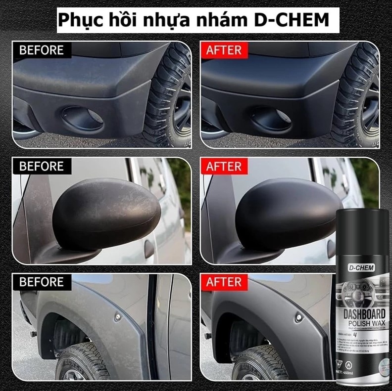 Phục Hồi Nhựa Nhám D-Chem Dashboard Polish – Dưỡng Bóng, Bảo Vệ Và Tái Tạo Bề Mặt Nhựa