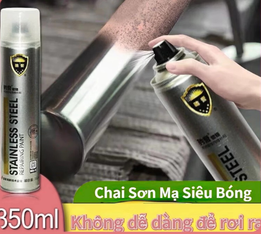 Sơn Bạc Mạ Crom VOLTIS 350ml – Sơn Xịt Mạ Chrome Siêu Bóng Làm Mới Ô Tô, Xe Máy, Đồ Gia Dụng