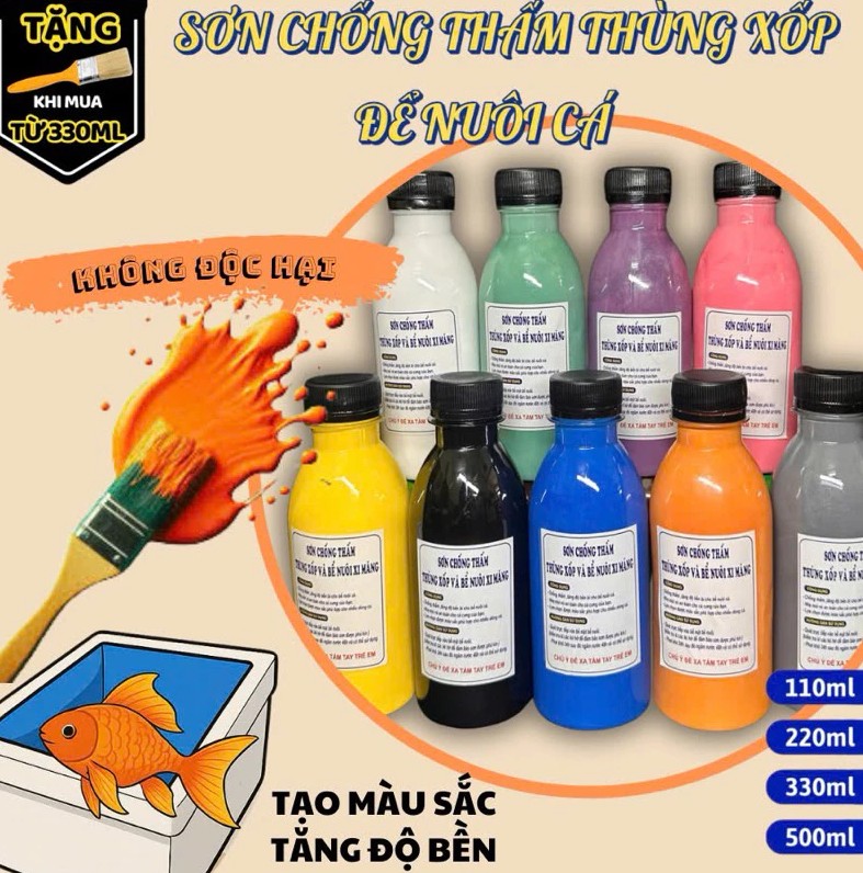 Sơn Chống Thấm Hồ Cá Cao Cấp Loại 1 - Dùng Cho Thùng Xốp, Tường, Sàn Xi Măng, Bể Nuôi Cá Cảnh