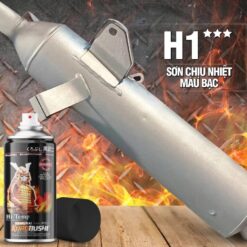 Sơn Pô Xe Chống Cháy, Chịu Nhiệt H2 – H1 300ml - Màu Đen Mờ & Bạc Mờ, Kèm Giấy Nhám Chính Hãng SAMURAI