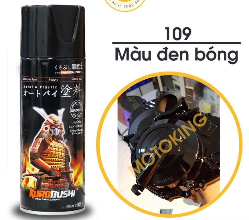 Sơn Samurai Sơn Xịt Xe Máy Cao Cấp: Lót, Màu, Bóng, Chịu Nhiệt, Chống Cháy, Chống Rạn Nứt, Vòi Xịt Chống Chảy