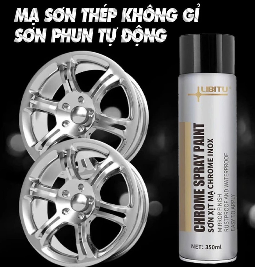 Sơn Xịt Mạ Bạc Chrome LIBITU – Phủ Bóng Hiệu Ứng Chrome, Chống Rỉ Sét, Khôi Phục Bề Mặt Kim Loại