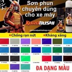 Sơn xịt Samurai đủ màu, Lót, Bóng, Chịu nhiệt, Chống cháy, Chống rạn nứt, Vòi chống chảy cho xe máy