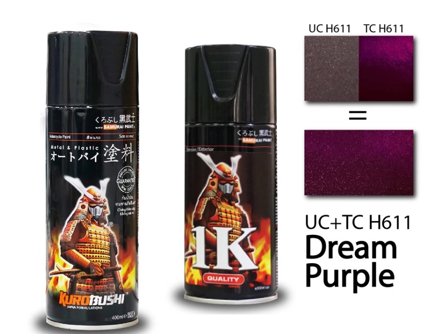 Sơn xịt Samurai đủ màu, Lót, Bóng, Chịu nhiệt, Chống cháy, Chống rạn nứt, Vòi chống chảy cho xe máy