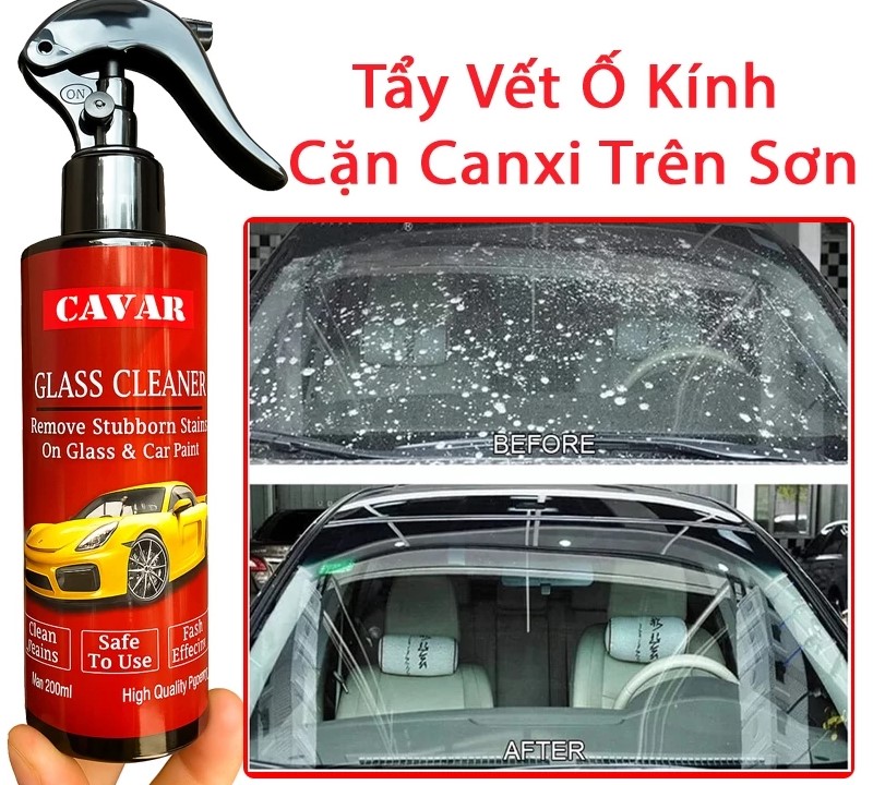 Tẩy Cặn Canxi & Ố Kính Xe Ô Tô 200ML, Làm Sạch Kính Bị Ố Mốc, Mờ Đục