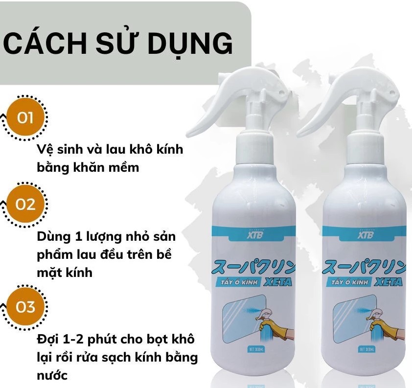 Tẩy Ố Kính Ô Tô Phủ Nano XETA (300ml) – Làm Sạch Kính Xe, Tẩy Ố, Mốc Cặn Canxi