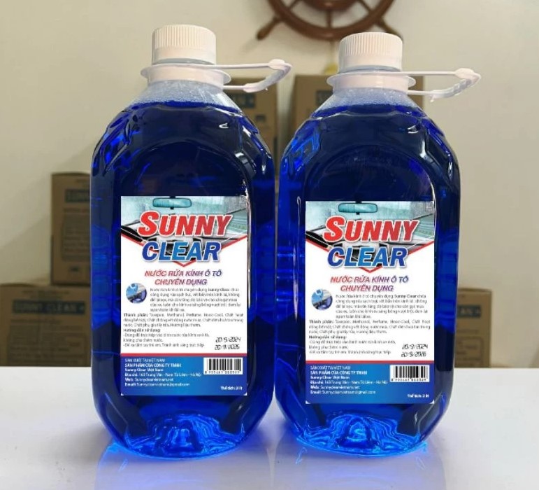 Thùng 6 Can Nước Rửa Kính Ô Tô Sunny Clear 2 Lít Chăm Sóc Kính Cho Mọi Loại Xe