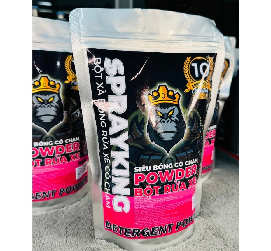 Túi Bột Rửa Xe Ô tô, Xe Máy Sprayking 1kg – Pha 8–10 Lít Xà Bông Siêu Bọt