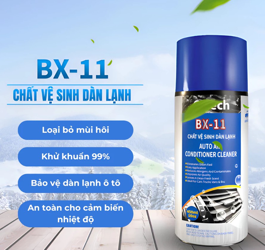 Vệ sinh điều hòa dàn lạnh ô tô O'TECH BX-11 (450ml) - Loại bỏ mùi hôi, chất gây dị ứng và ô nhiễm