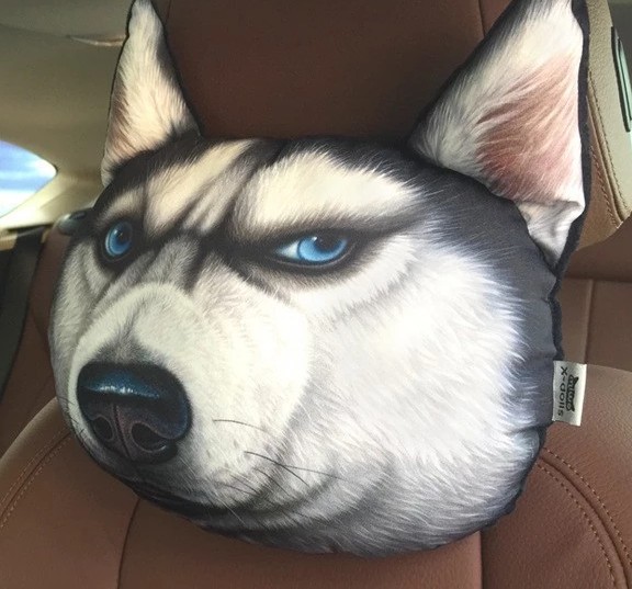 3D Husky Tựa Đầu Ô Tô Cổ Gối Ghế Gối 3D Husky Tựa Đầu Xe Hơi