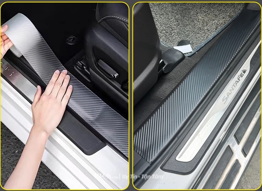 Băng Keo Carbon Chống Xước Ô Tô VuaAuto, Băng Dính Bảo Vệ Bậc Cửa, Cốp & Viền Xe Chống Thấm Nước