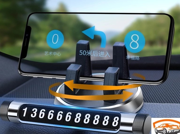 Bảng Số Điện Thoại Gắn Taplo Ô Tô, Tích Hợp Giá Đỡ Điện Thoại Xoay 360°