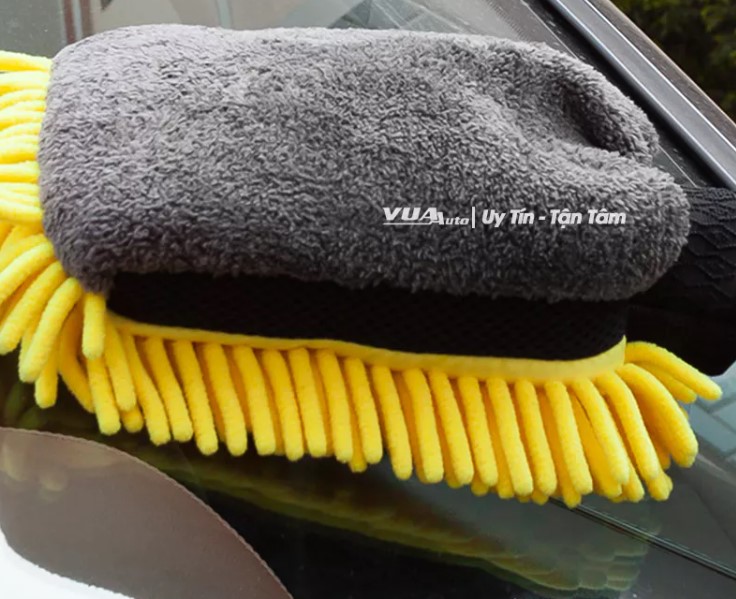 Bao Tay Rửa Xe Ô Tô Đa Năng VuaAuto, Găng Lau Microfiber Siêu Dày, Mềm Mịn