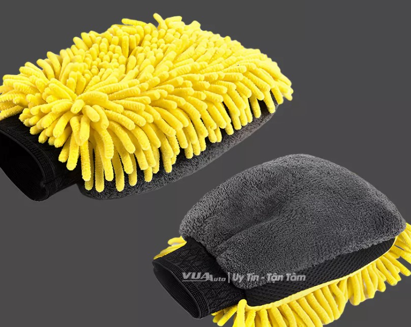 Bao Tay Rửa Xe Ô Tô Đa Năng VuaAuto, Găng Lau Microfiber Siêu Dày, Mềm Mịn