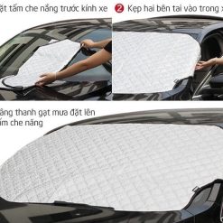 Bạt Che Nắng Kính Lái Trùm Gương Xe Ô Tô, Chống Nóng 3 Lớp Cao Cấp, Có Nam Châm Giữ Cố Định