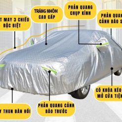 Bạt Phủ Ô Tô Tráng Nhôm Cao Cấp, Bảo Vệ Toàn Diện Cho Xe 4, 5, 7 Chỗ