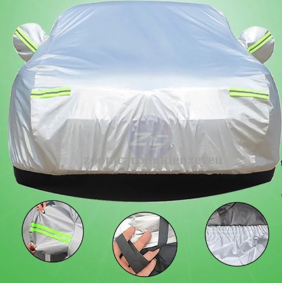 Bạt Phủ Ô Tô Vải Dù Oxford Cao Cấp 3 Lớp Tráng Bạc, Bảo Vệ Xe Mọi Điều Kiện Thời Tiết