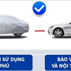 Bạt Phủ Ô Tô Vải Gió 3 Lớp Phủ Nano, Che Phủ Toàn Xe, Chống Nắng Mưa, Kèm Dây Cố Định & Túi Đựng