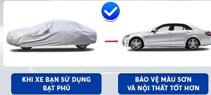 Bạt Phủ Ô Tô Vải Gió 3 Lớp Phủ Nano, Che Phủ Toàn Xe, Chống Nắng Mưa, Kèm Dây Cố Định & Túi Đựng