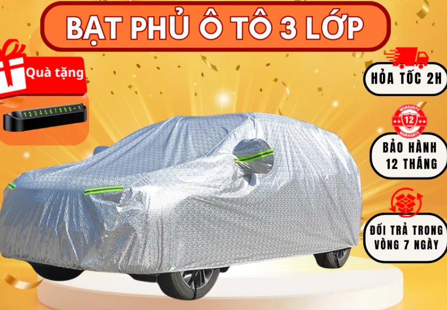 Bạt Phủ Xe Ô Tô 3 Lớp, Trùm Toàn Xe 4, 5, 7 Chỗ & Xe Bán Tải, Chống Nắng Nóng, Chống Nước, Chống Trầy Xước