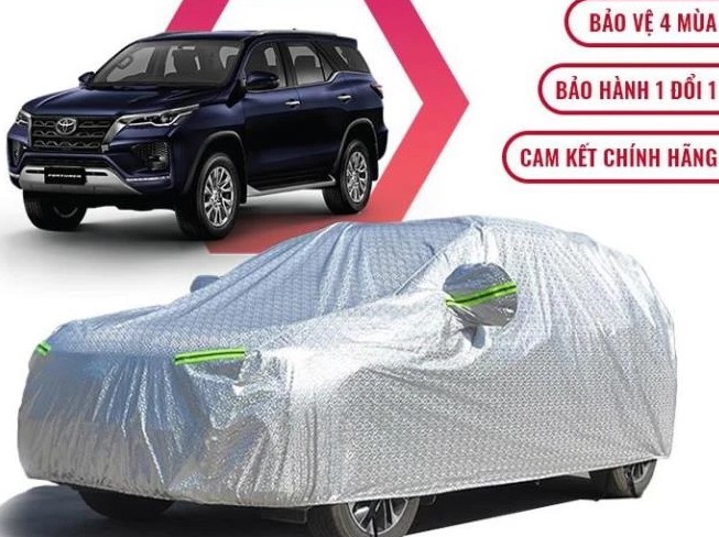 Bạt Phủ Xe Ô Tô 7 Chỗ Toyota Fortuner 3 Lớp, Chống Nắng Nóng, Chống Nước, Trầy Xước Xe