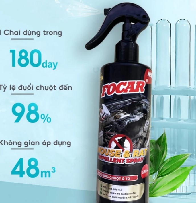 Bình Xịt Đuổi Chuột Khoang Máy Ô Tô Focar AutoX 330ml, Hiệu Quả Siêu Tốc Lên Đến 5 Tuần