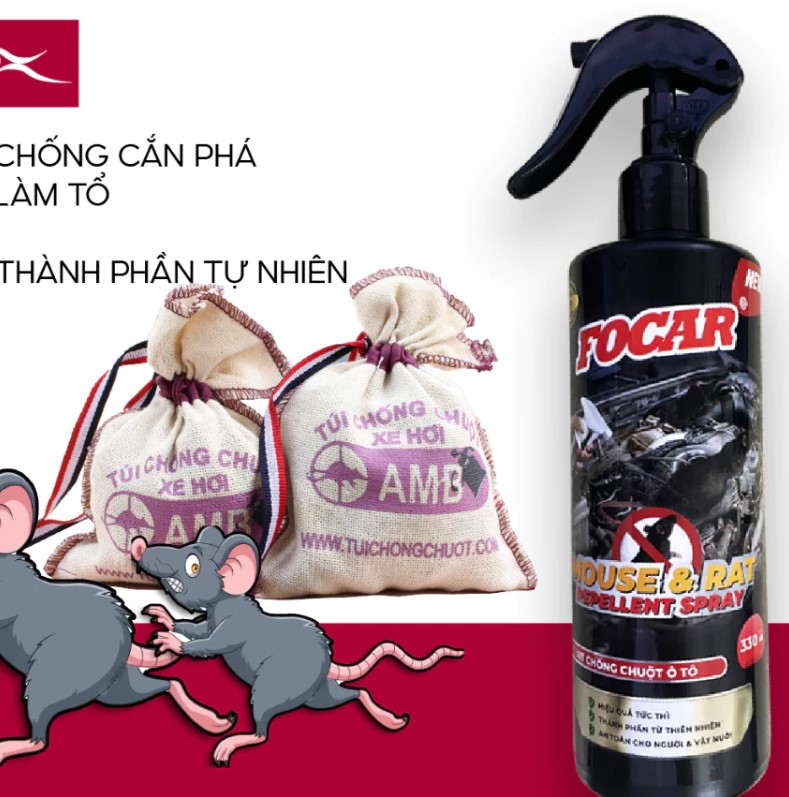 Bình Xịt Đuổi Chuột Khoang Máy Ô Tô Focar AutoX 330ml, Hiệu Quả Siêu Tốc Lên Đến 5 Tuần