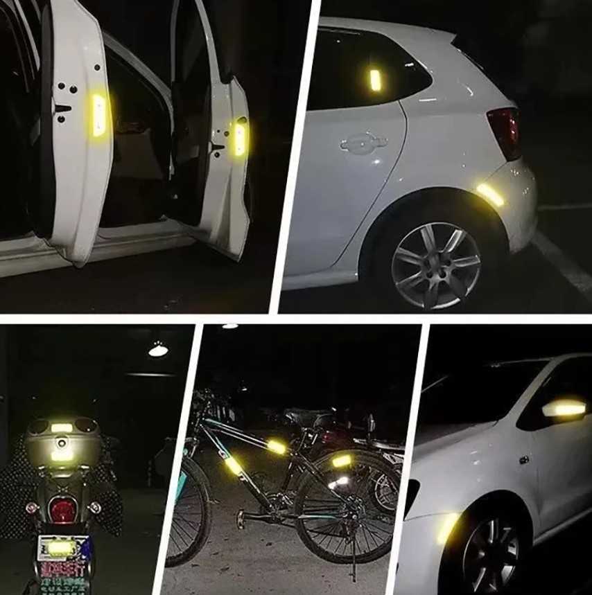 Bộ 10 Miếng Dán Phản Quang An Toàn 3 × 8 cm Cho Ô Tô & Xe Máy, Nhận Diện Ban Đêm, Cảnh Báo