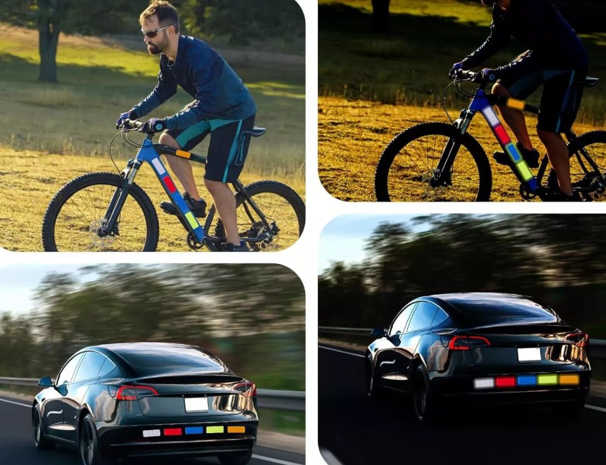 Bộ 10 Miếng Dán Phản Quang An Toàn 3 × 8 cm Cho Ô Tô & Xe Máy, Nhận Diện Ban Đêm, Cảnh Báo