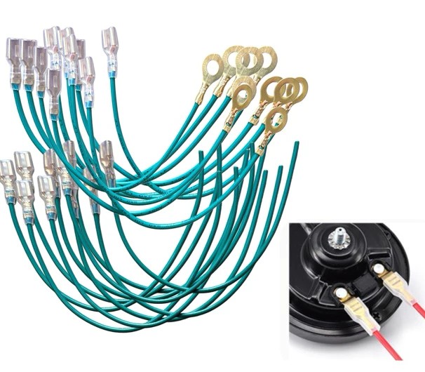 Bộ 2 Dây Giắc Ghim Còi Ô Tô Xe Hơi, Rắc Cắm Kèn Ruột Đồng Nguyên Chất Dài 20cm