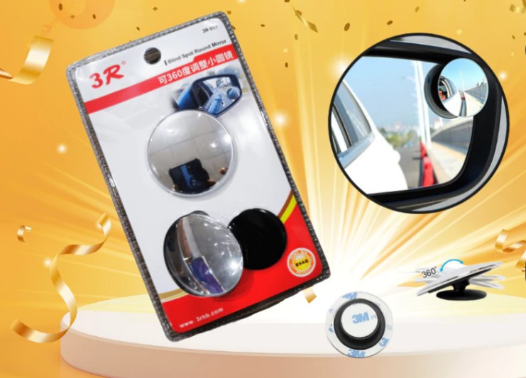 Bộ 2 Gương Cầu Lồi Ô Tô 3R Có Viền Không Viền Gắn Gương Chiếu Hậu Xe Hơi Xóa Điểm Mù, Mở Rộng Tầm Nhìn