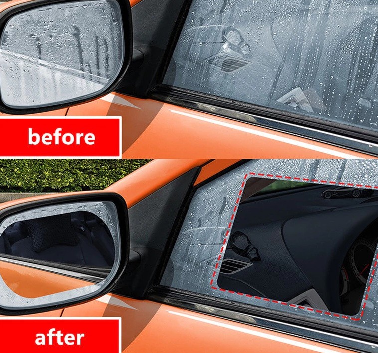 Bộ 2 Miếng Dán Chống Sương Mù, Chống Nước Mưa, Chống Bám Bụi Cho Cửa Kính Xe Hơi